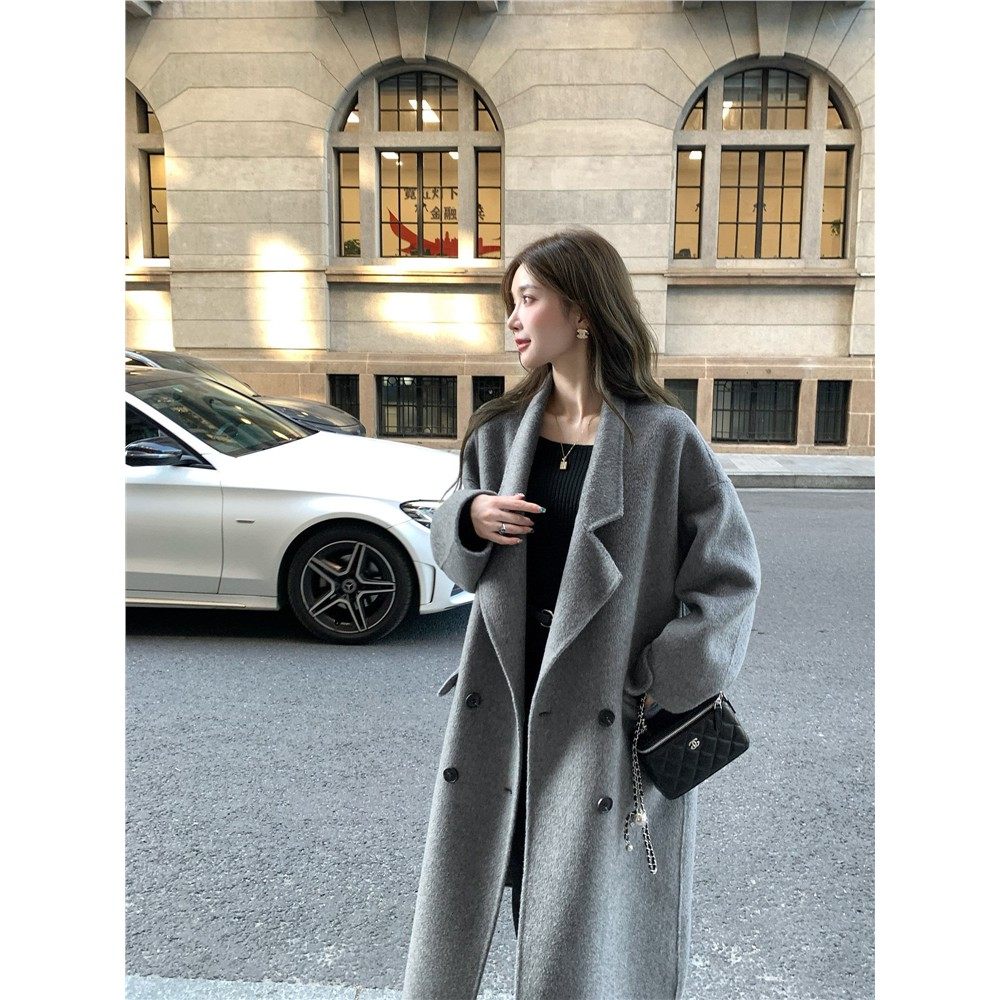 LosAlida高级感秋冬羊绒大衣女韩系新款双面羊毛呢子慵懒外套2025,女装/女士精品,毛呢外套,淘宝优惠券,粉丝福利购,淘宝优惠卷