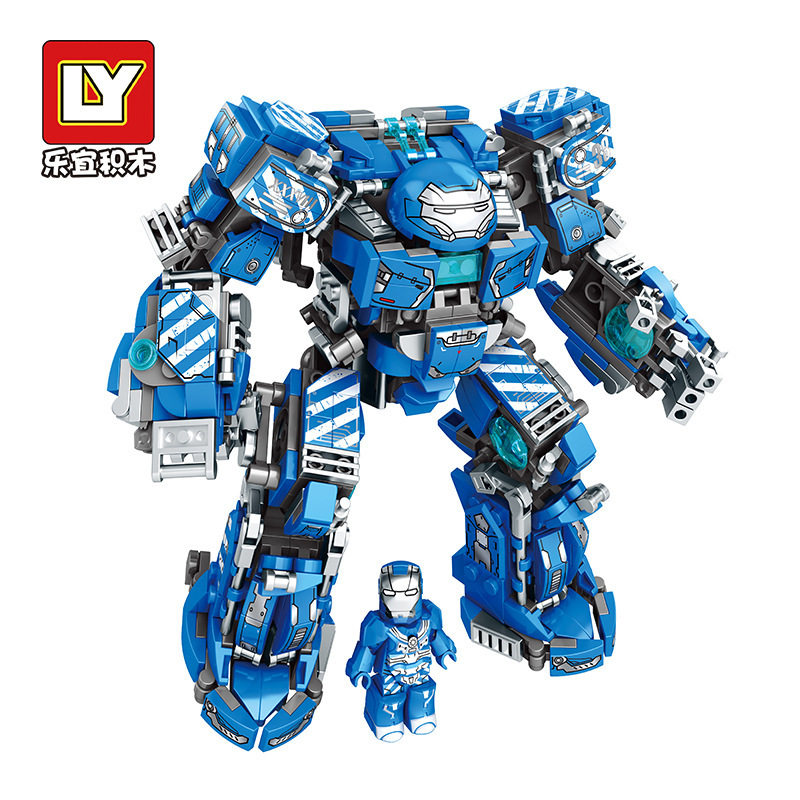 乐宜搭插拼装积木76019-20英雄系列mk38机甲反浩克钢铁侠玩具男孩