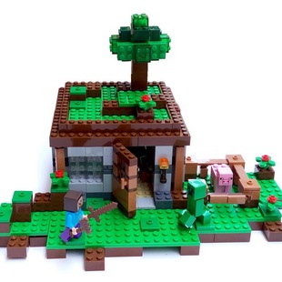 3D游戏Minecraft我的世界初夜苦力拼装积木儿童玩具