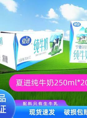 夏进纯牛奶学生奶250ml每盒宁夏牛奶灭菌生牛乳营养早餐奶