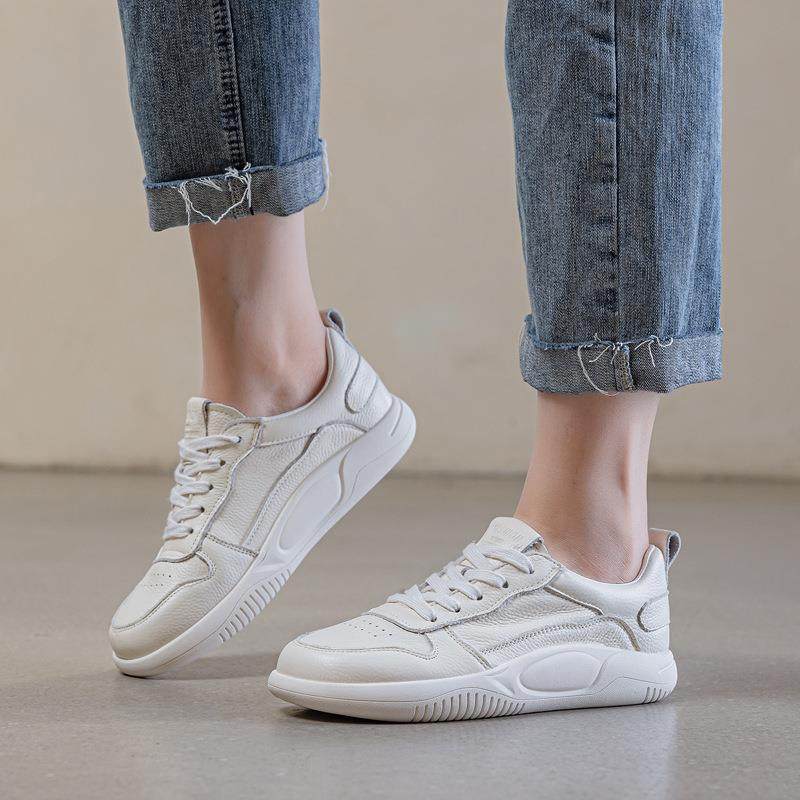 头层牛皮小白鞋女2025秋冬新款平底单鞋舒适加绒百搭运动休闲板鞋,女鞋,浅口单鞋,淘宝优惠券,粉丝福利购,淘宝优惠卷