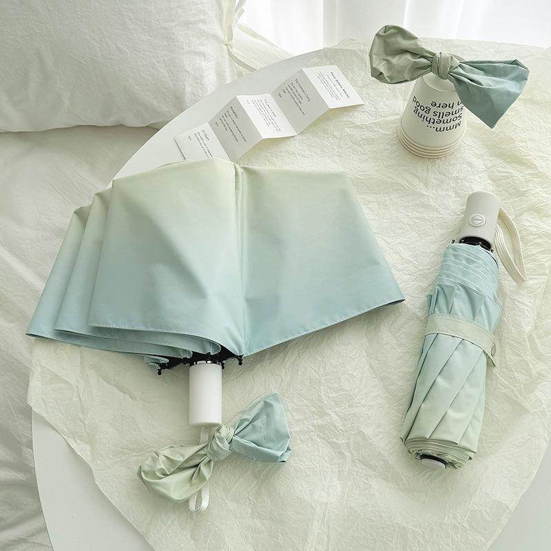 海盐蓝渐变雨伞太阳伞晴雨两用黑胶防晒防紫外线遮阳伞自动女ins-