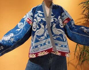 民族风手工老割绒蜡染外套