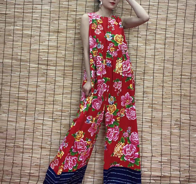 民族风设计款大花布时尚潮流个性连体衣/裤