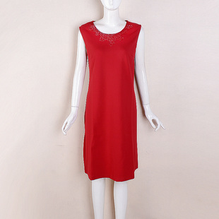 无袖 典云间春秋季 内搭红喜婆婆连衣裙古典国风妈 捡漏3XL