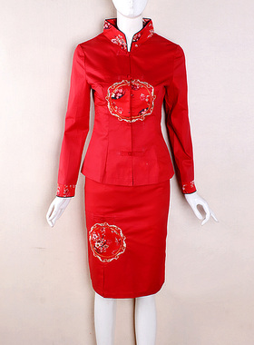 （捡漏M-2XL）玛格蒂娅2025秋季新娘装敬酒服红色刺绣套装尾货