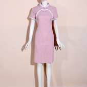 天丝立领格子短袖 楠楠2025夏季 蕾丝边旗袍显瘦尾货 捡漏LXL