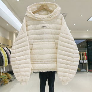 套头卫衣款羽绒服短款女2026冬季新款时尚韩版宽松显瘦连帽外套潮
