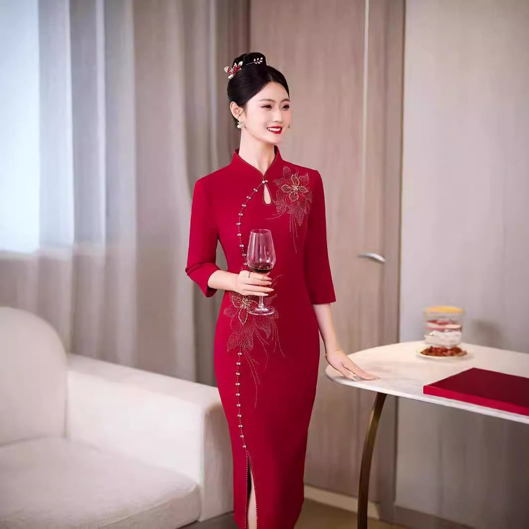 婚宴妈妈装结婚礼服喜婆婆旗袍高中老年女装