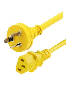 黄色服务器PDU电源线国标直插10A品字尾3C认证纯铜3*1平方1.8米