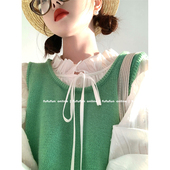 fufufun「氧气绿」春日显白叠搭日系细节织法学院针织背心马甲