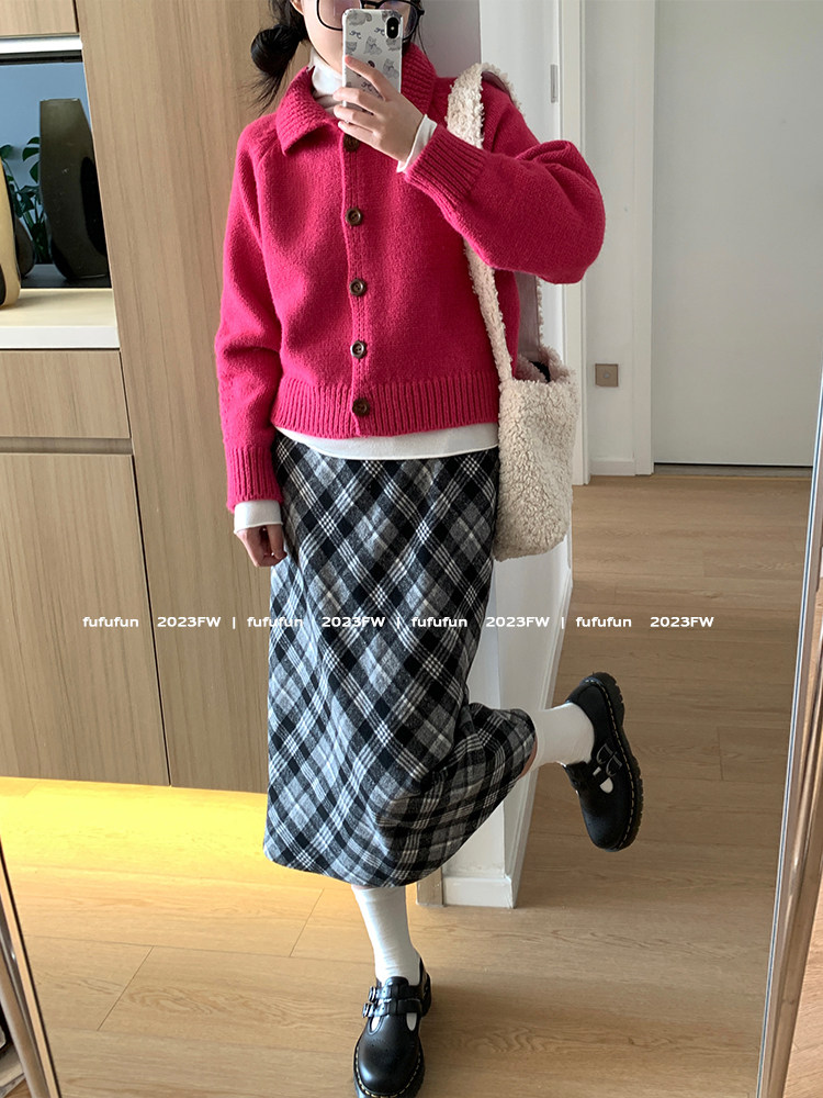 fufufun「日杂女孩2.0」原创复古日杂格纹软毛呢高腰学院半身裙,女装/女士精品,半身裙,淘宝优惠券,粉丝福利购,淘宝优惠卷