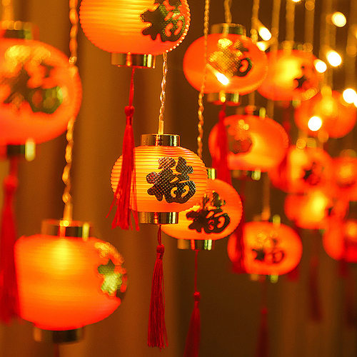 新年流苏灯笼灯串福字灯笼冰条灯春节装饰节日过年彩灯led灯