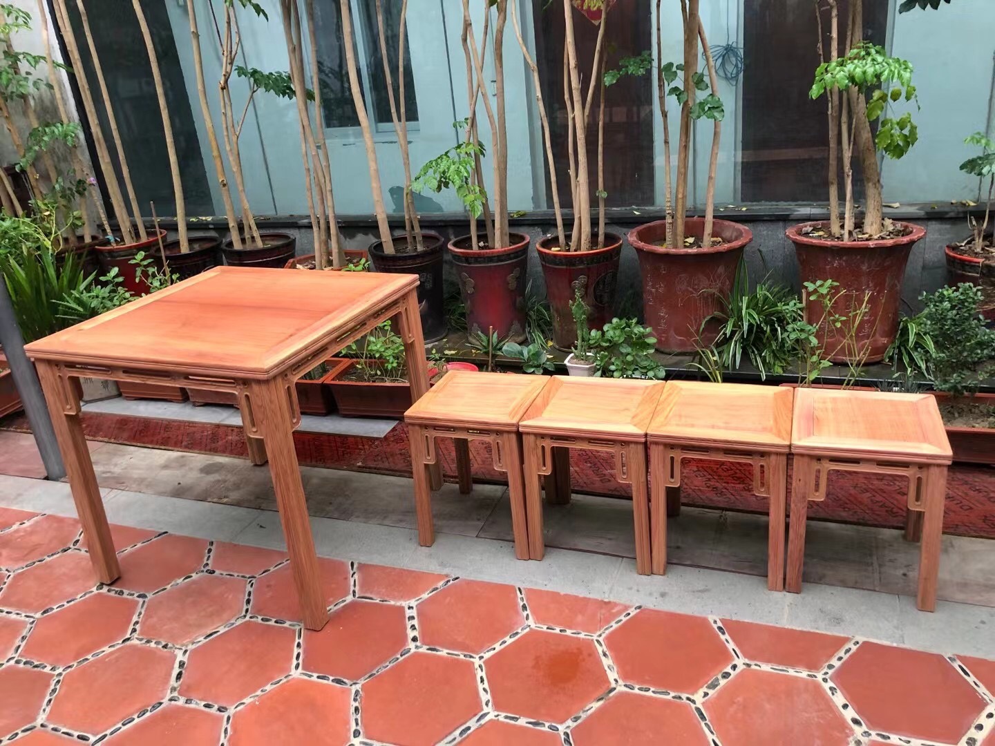 老式缅花餐桌八仙桌红木农村四方桌客厅休闲棋牌桌泡茶桌实木餐桌