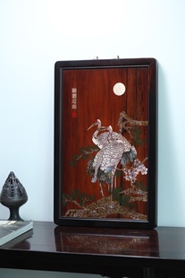 印度小叶紫檀螺钿嵌春夏秋冬挂屏红木中式四条屏客厅中堂书房挂画
