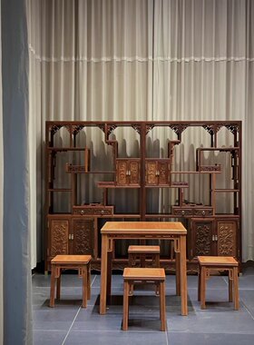 明清古典红木缅花农村堂屋八仙桌餐桌泡茶桌四方桌休闲棋牌桌家用