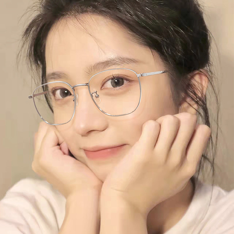 超轻钛架配防蓝光眼镜近视有度数护目时尚百搭女潮韩版素颜眼镜框