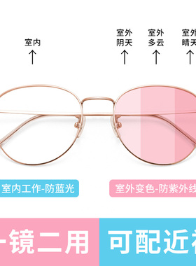 纯钛眼睛框近视韩版变色太阳镜