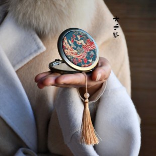 宋锦镜子-非遗宋锦镜子DIY手工套装真丝锦缎布艺材料手工作业沙龙