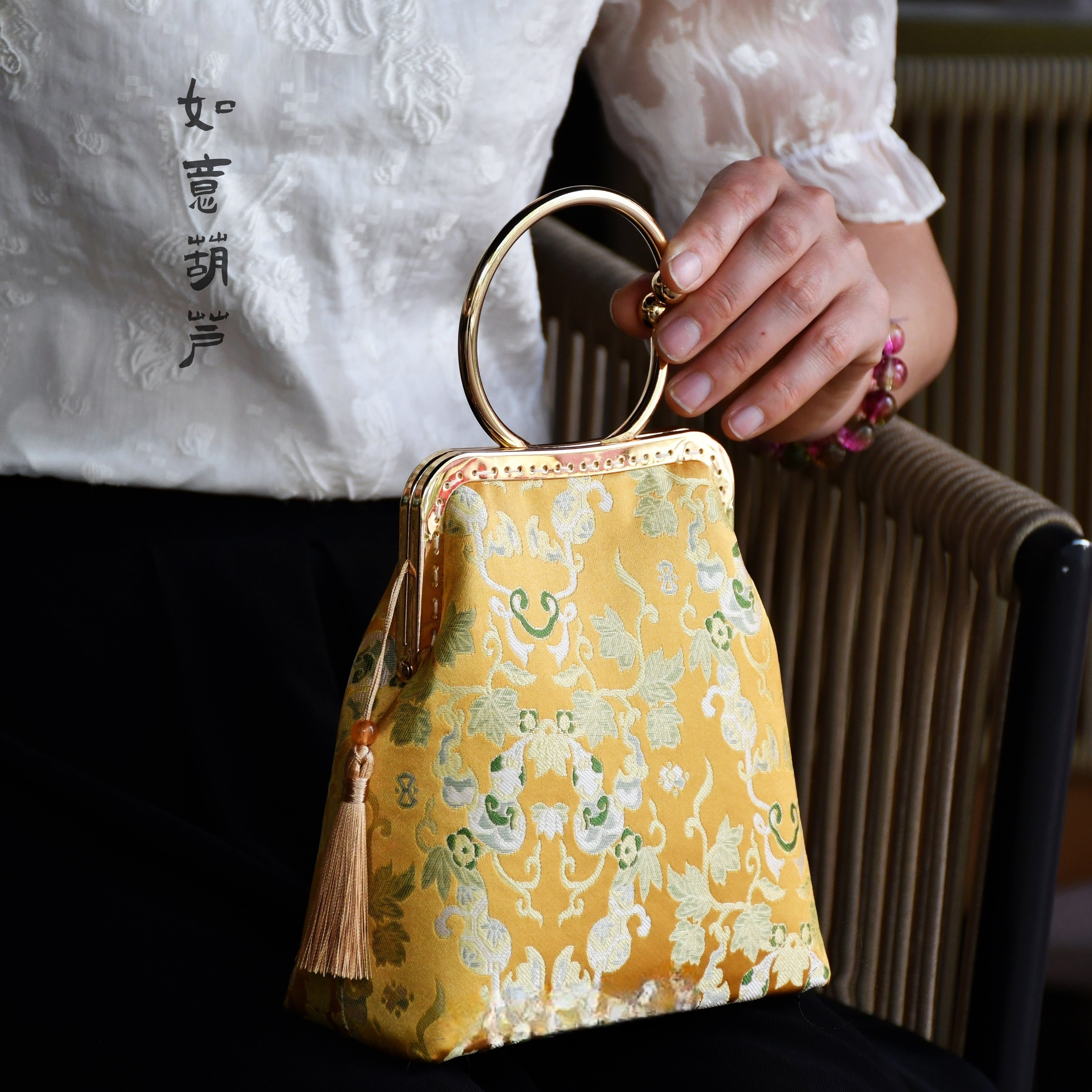 批发价-入门级非遗口金包DI材料包真宋锦中式手工包研学手工套装