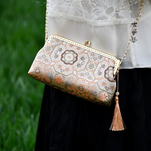 特价手机包-非遗新中式宋锦刺绣真丝手工包口金包DIY材料包