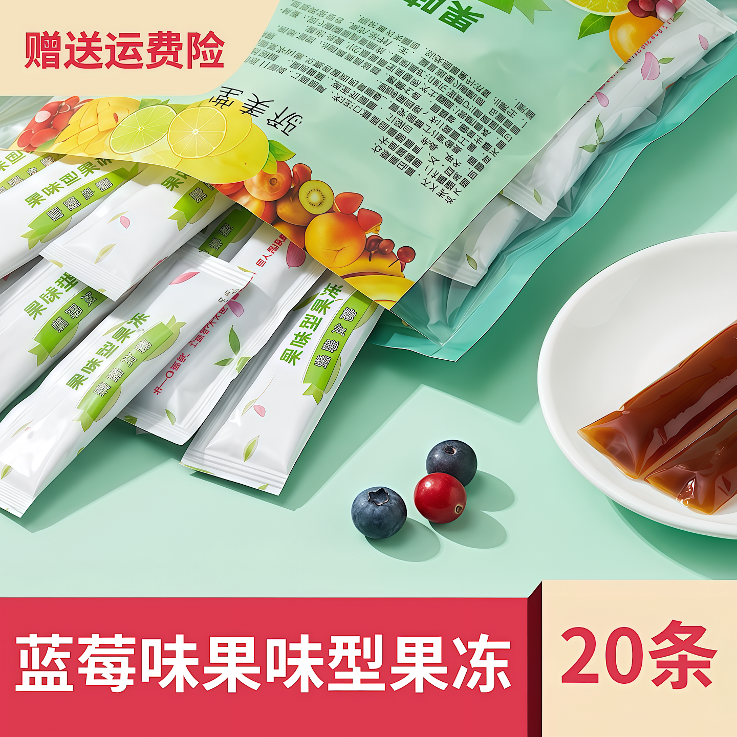 骄美堂果味型果冻20条 0脂蓝莓味果味型凝复配果蔬粉发酵袋装