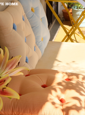 多巴胺糖果色冬季纯棉方形坐垫靠背椅垫办公室卡座飘窗垫教室专用