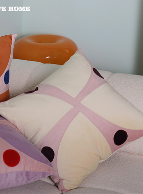 INLIFEHOME中古风沙发抱枕彩色拼接客厅靠枕创意个性复古丝绒靠垫
