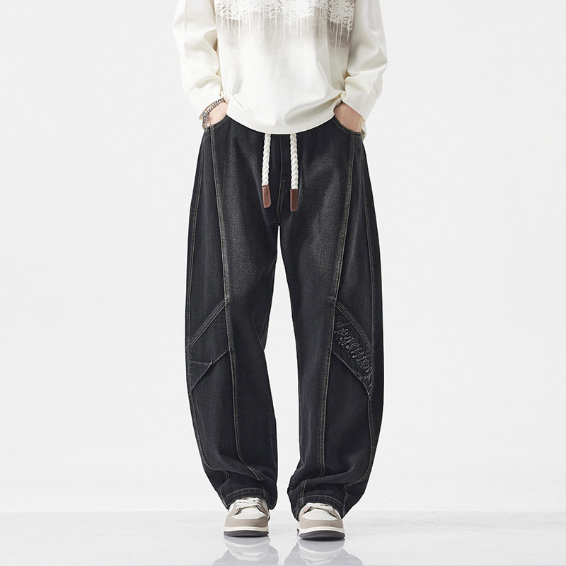 胖哥大码牛仔裤男夏季美式复古vibe风水洗阔腿裤子男装痞帅牛仔裤,男装,大码下装,淘宝优惠券,粉丝福利购,淘宝优惠卷