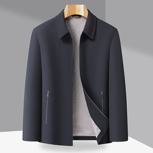 胖哥2026加肥大男士商务休闲翻领夹克春秋新款宽松百搭厅级外套男