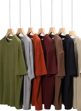 秋冬新款纯色圆领双面磨毛德绒打底衫大码百搭保暖300gT恤男内搭