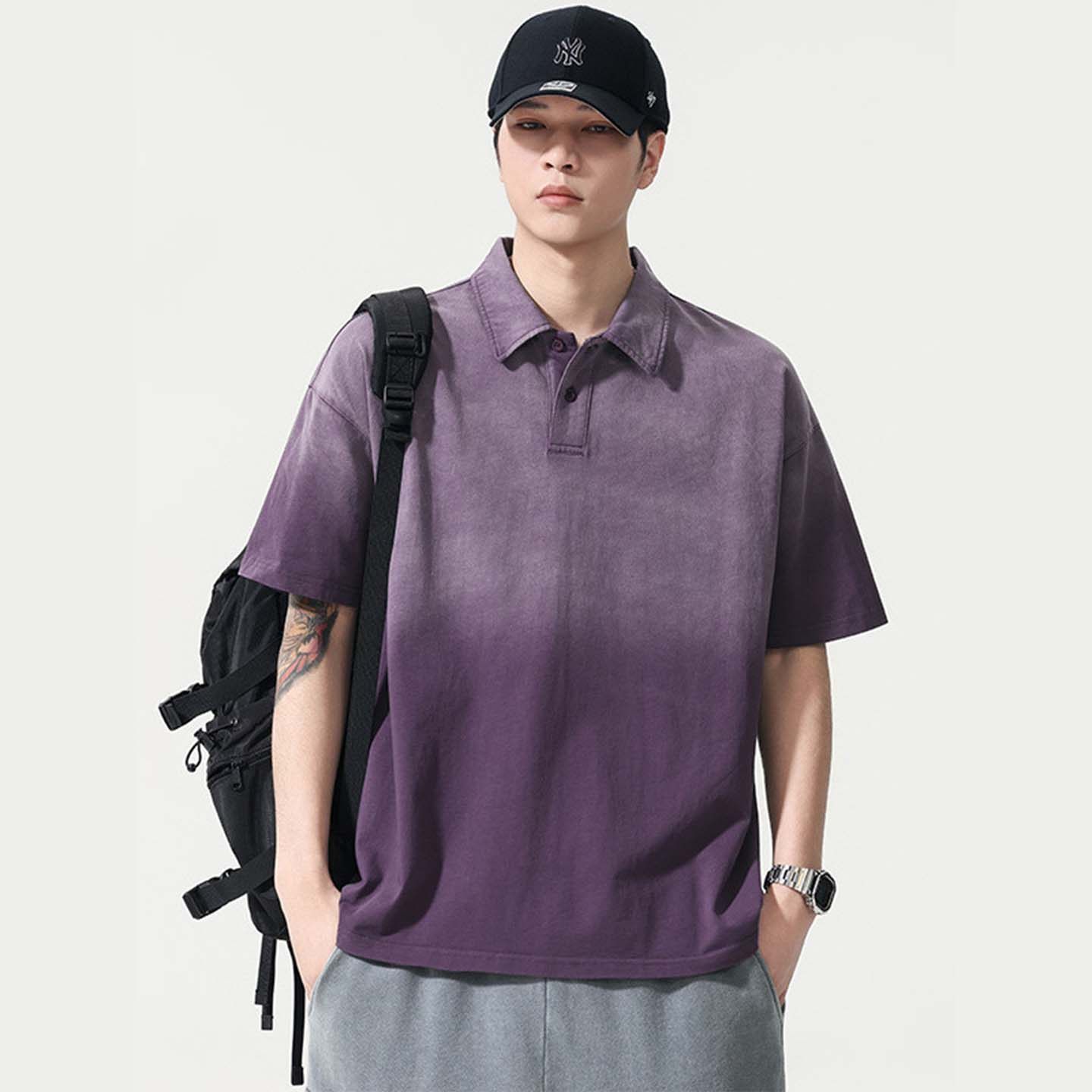 胖哥夏季做旧水洗大码短袖POLO衫男美式复古重磅翻领短袖半袖T恤,男装,大码上装,淘宝优惠券,粉丝福利购,淘宝优惠卷