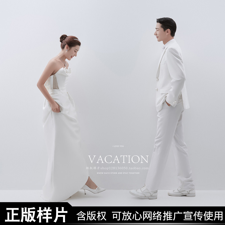 2025年影楼婚纱照新款样片展会花絮小视频白纱单色极简韩式客样照