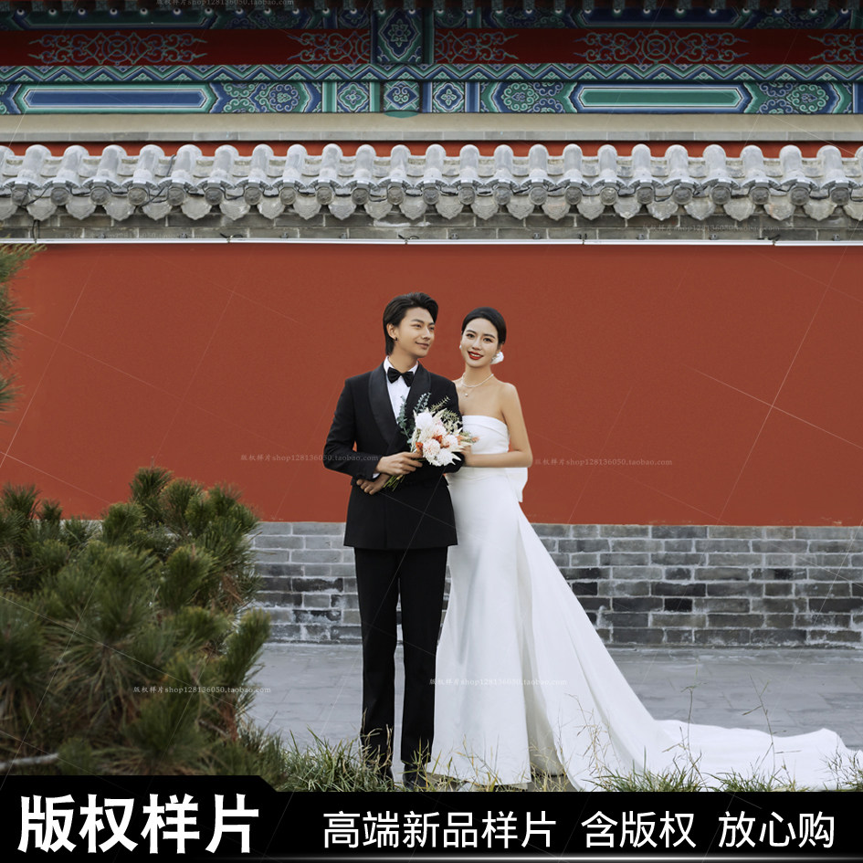 新影楼高端婚纱照样片高端外景旅拍花絮接单小视频白纱红墙客样照