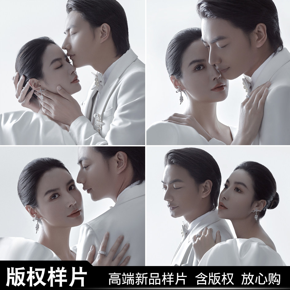 2024影楼花絮视频婚纱照新款样片展会高端单色白纱高定韩式客样照