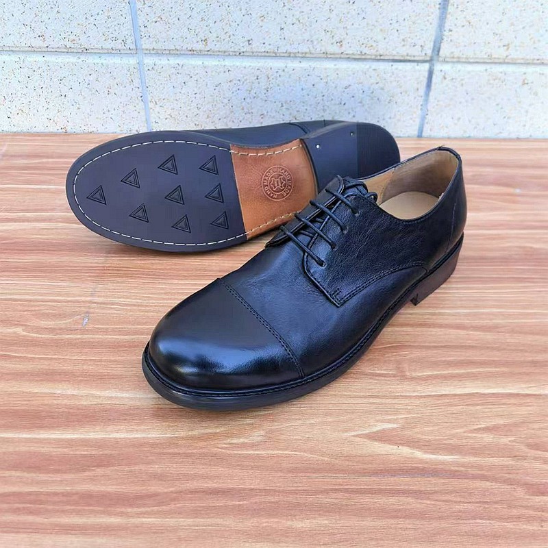 英伦复古牛皮休闲商务皮鞋男真皮