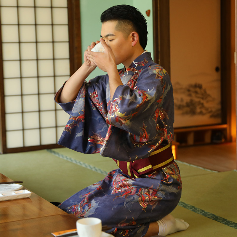 日本和服男绅士武士和服传统日式和风学生cos服道具装日料店工装