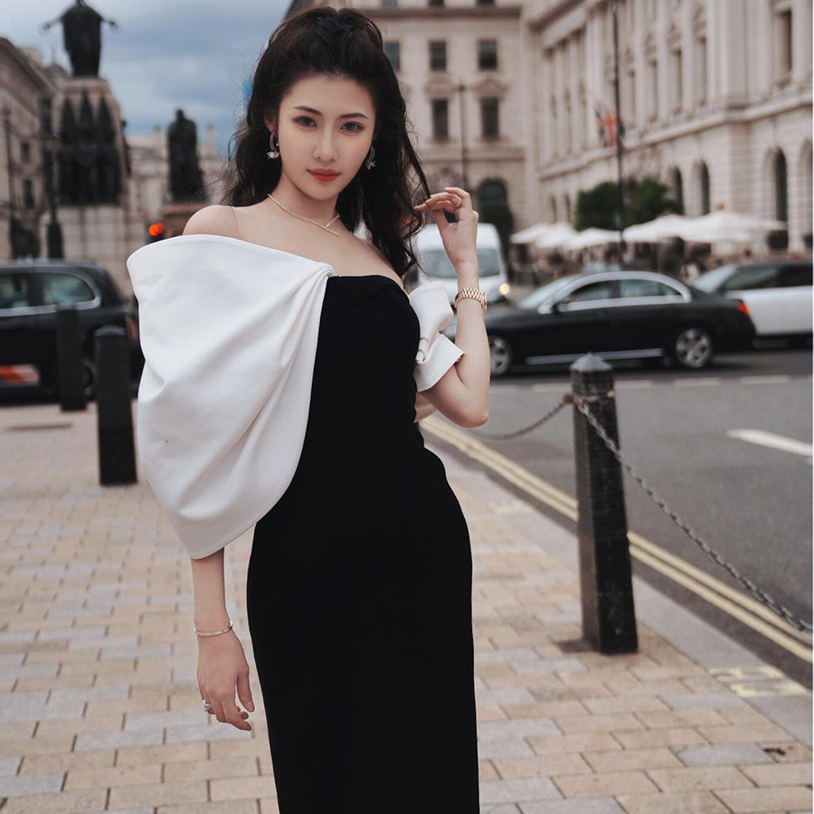 越南小众2026新品连衣裙夏设计款蝴蝶结法式优雅礼服裙街拍写真照