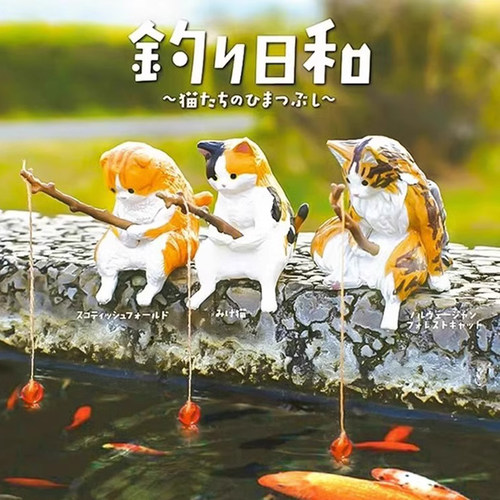 鱼缸钓鱼猫悬挂创意造景摆件