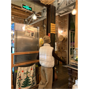 sieyiu 重工绞花韩版时尚百搭宽松显瘦立领无袖羽绒棉服背心马甲