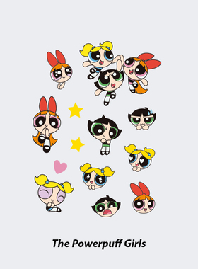 NEUF弗防水纹身贴《挚爱小女警》花花泡泡毛毛 彩色可爱卡通大张