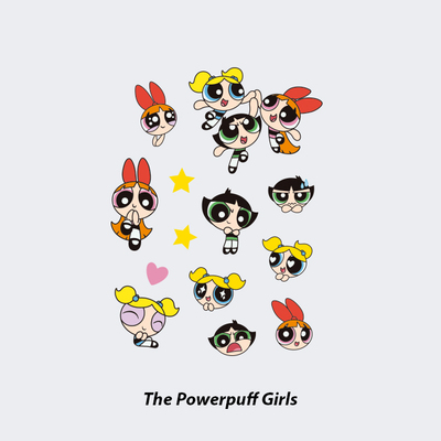 NEUF弗防水纹身贴《挚爱小女警》花花泡泡毛毛 彩色可爱卡通大张