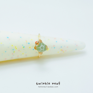 小弗手作小乌龟戒指 旋转螺纹开口指环小众 迷你解闷转起来好好玩