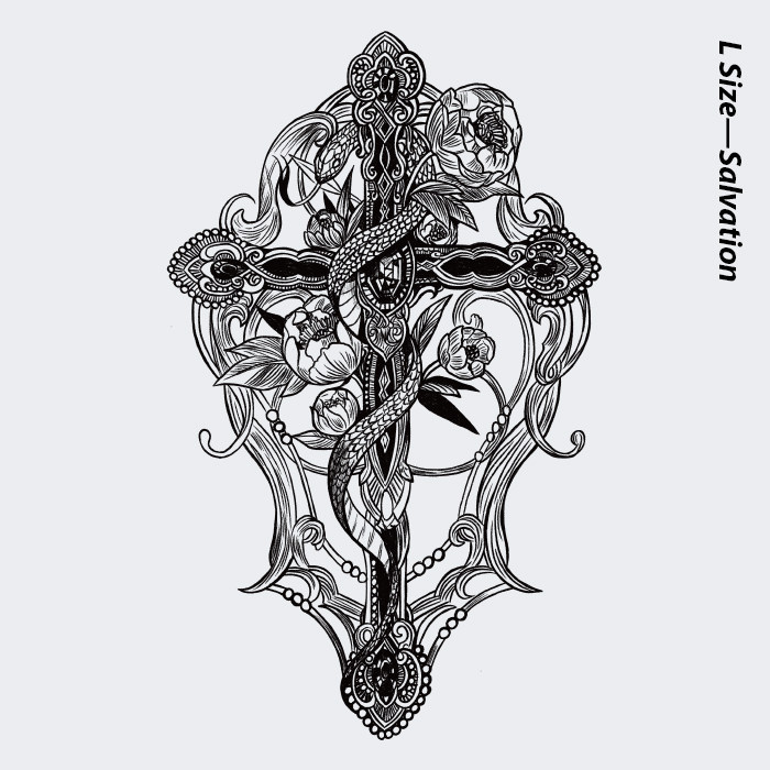 neuf弗《救赎》花臂系列纹身贴 十字架与蛇复古花纹防水持久