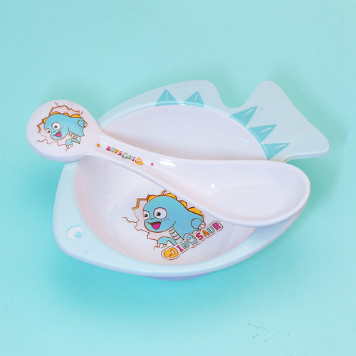 卡通恐龙密胺防烫儿童餐具套装