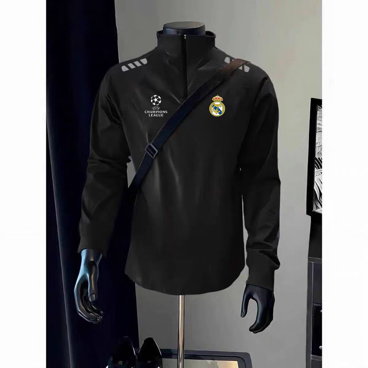 2526皇马巴黎足球训练服男春秋速干跑步运动长袖立领拉链健身上衣