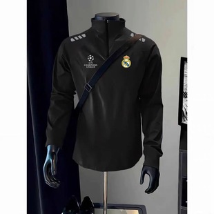 2526皇马巴黎足球训练服男春秋速干跑步运动长袖立领拉链健身上衣