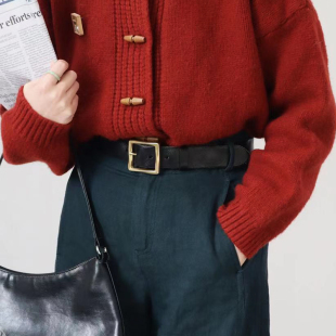 纯铜螺纹方扣皮带头层牛皮复古宽版 腰带潮 软皮可打结百搭牛仔裤