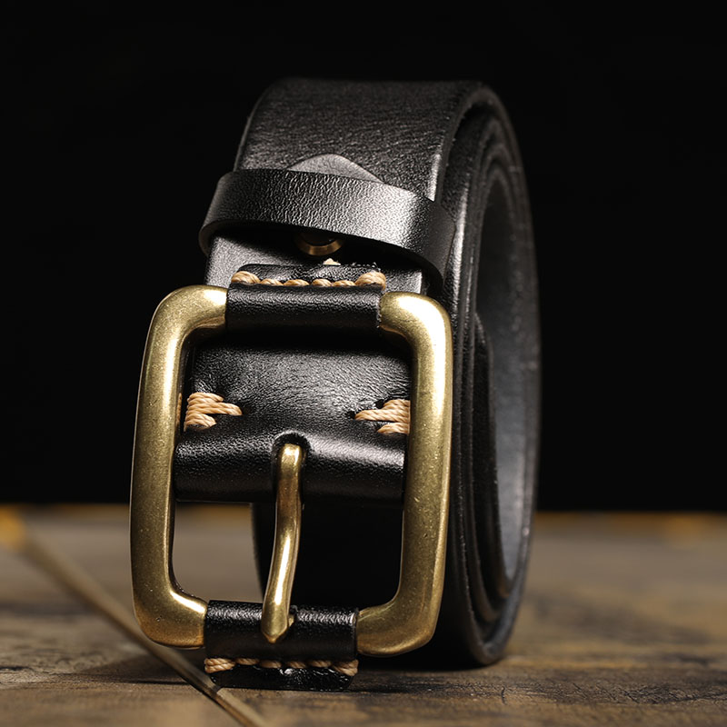 皮轩阁男头层牛皮铜百搭