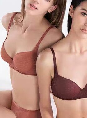 黛家大胸显小薄款经典老花性感软钢圈收副乳-16R8931/29R648